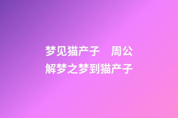 梦见猫产子　周公解梦之梦到猫产子
